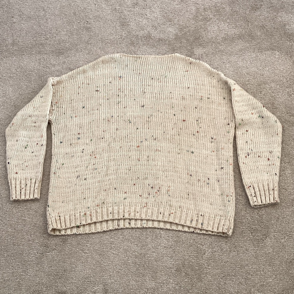 Willow & Root Cream Speckled V-Neck Sweater - Picture 4 of 4